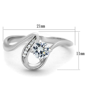 TS424 - Rhodium 925 Sterling Silver Ring with AAA Grade CZ  in Clear