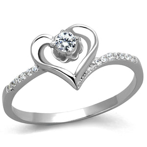 TS425 - Rhodium 925 Sterling Silver Ring with AAA Grade CZ  in Clear