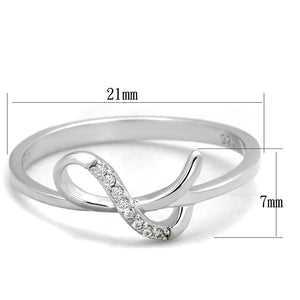 TS426 - Rhodium 925 Sterling Silver Ring with AAA Grade CZ  in Clear