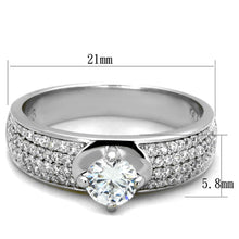 Load image into Gallery viewer, TS428 - Rhodium 925 Sterling Silver Ring with AAA Grade CZ  in Clear