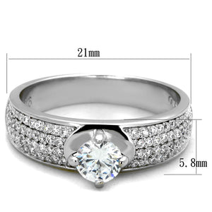TS428 - Rhodium 925 Sterling Silver Ring with AAA Grade CZ  in Clear