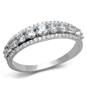 TS429 - Rhodium 925 Sterling Silver Ring with AAA Grade CZ  in Clear