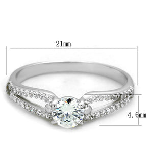 TS431 - Rhodium 925 Sterling Silver Ring with AAA Grade CZ  in Clear