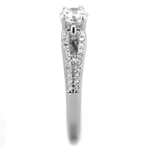 TS431 - Rhodium 925 Sterling Silver Ring with AAA Grade CZ  in Clear