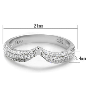 TS433 - Rhodium 925 Sterling Silver Ring with AAA Grade CZ  in Clear