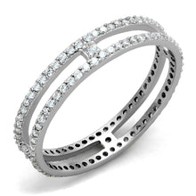 Load image into Gallery viewer, TS434 - Rhodium 925 Sterling Silver Ring with AAA Grade CZ  in Clear
