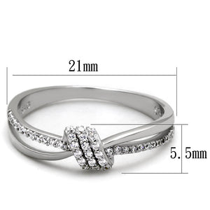 TS435 - Rhodium 925 Sterling Silver Ring with AAA Grade CZ  in Clear