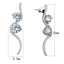 Load image into Gallery viewer, TS441 - Rhodium 925 Sterling Silver Earrings with AAA Grade CZ  in Clear