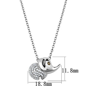 TS450 - Rhodium 925 Sterling Silver Chain Pendant with AAA Grade CZ  in Topaz