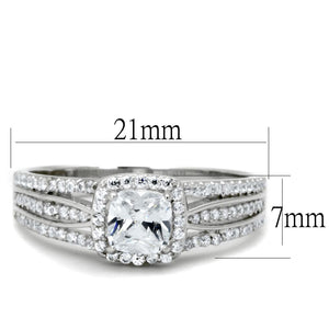 TS454 - Rhodium 925 Sterling Silver Ring with AAA Grade CZ  in Clear