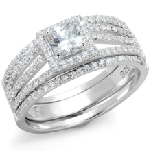 Load image into Gallery viewer, TS455 - Rhodium 925 Sterling Silver Ring with AAA Grade CZ  in Clear