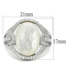 Load image into Gallery viewer, TS456 - Rhodium 925 Sterling Silver Ring with Precious Stone Conch in White
