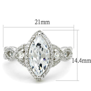 TS457 - Rhodium 925 Sterling Silver Ring with AAA Grade CZ  in Clear