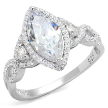 Load image into Gallery viewer, TS457 - Rhodium 925 Sterling Silver Ring with AAA Grade CZ  in Clear