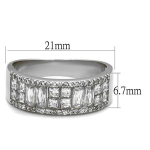 TS460 - Rhodium 925 Sterling Silver Ring with AAA Grade CZ  in Clear