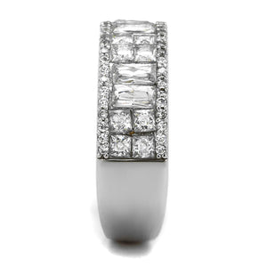 TS460 - Rhodium 925 Sterling Silver Ring with AAA Grade CZ  in Clear