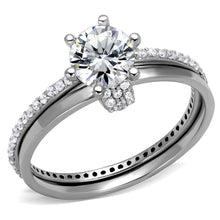 Load image into Gallery viewer, TS464 - Rhodium 925 Sterling Silver Ring with AAA Grade CZ  in Clear