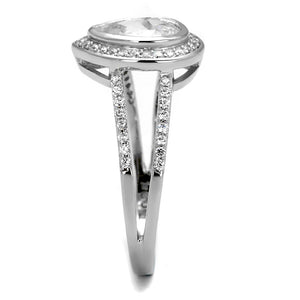 TS465 - Rhodium 925 Sterling Silver Ring with AAA Grade CZ  in Clear