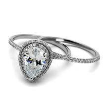 Load image into Gallery viewer, TS466 - Rhodium 925 Sterling Silver Ring with AAA Grade CZ  in Clear