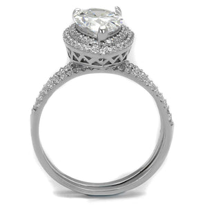 TS466 - Rhodium 925 Sterling Silver Ring with AAA Grade CZ  in Clear