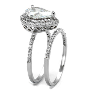 TS466 - Rhodium 925 Sterling Silver Ring with AAA Grade CZ  in Clear