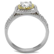 Load image into Gallery viewer, TS467 - Reverse Two-Tone 925 Sterling Silver Ring with AAA Grade CZ  in Clear