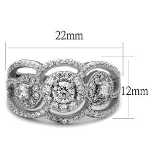 TS468 - Rhodium 925 Sterling Silver Ring with AAA Grade CZ  in Clear