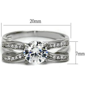 TS470 - Rhodium 925 Sterling Silver Ring with AAA Grade CZ  in Clear
