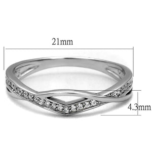 TS471 - Rhodium 925 Sterling Silver Ring with AAA Grade CZ  in Clear