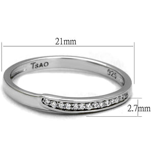 TS472 - Rhodium 925 Sterling Silver Ring with AAA Grade CZ  in Clear