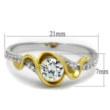 Load image into Gallery viewer, TS475 - Reverse Two-Tone 925 Sterling Silver Ring with AAA Grade CZ  in Clear