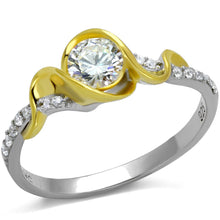 Load image into Gallery viewer, TS475 - Reverse Two-Tone 925 Sterling Silver Ring with AAA Grade CZ  in Clear