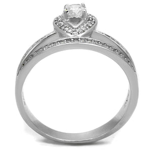 TS476 - Rhodium 925 Sterling Silver Ring with AAA Grade CZ  in Clear