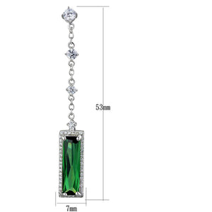 TS478 - Rhodium 925 Sterling Silver Earrings with AAA Grade CZ  in Emerald