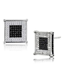 Load image into Gallery viewer, TS481 - Rhodium + Ruthenium 925 Sterling Silver Earrings with AAA Grade CZ  in Black Diamond