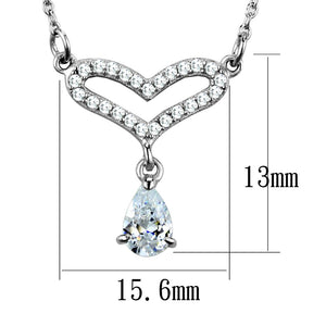 TS484 - Rhodium 925 Sterling Silver Necklace with AAA Grade CZ  in Clear