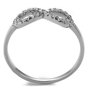 TS487 - Rhodium 925 Sterling Silver Ring with AAA Grade CZ  in Clear