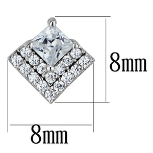 TS493 - Rhodium 925 Sterling Silver Earrings with AAA Grade CZ  in Clear