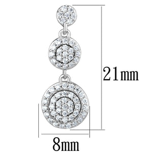 TS494 - Rhodium 925 Sterling Silver Earrings with AAA Grade CZ  in Clear