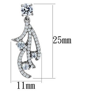 TS495 - Rhodium 925 Sterling Silver Earrings with AAA Grade CZ  in Clear
