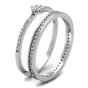 TS498 - Rhodium 925 Sterling Silver Ring with AAA Grade CZ  in Clear