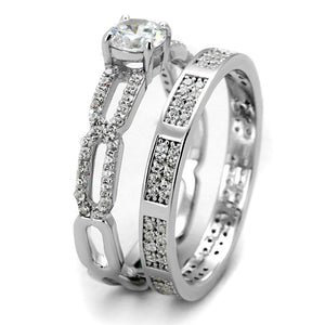 TS499 - Rhodium 925 Sterling Silver Ring with AAA Grade CZ  in Clear