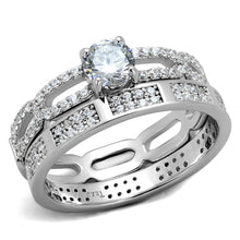 Load image into Gallery viewer, TS499 - Rhodium 925 Sterling Silver Ring with AAA Grade CZ  in Clear