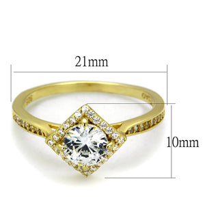 TS500 - Gold 925 Sterling Silver Ring with AAA Grade CZ  in Clear