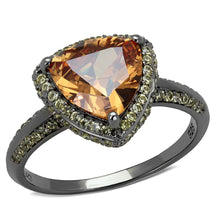 Load image into Gallery viewer, TS501 - Ruthenium 925 Sterling Silver Ring with AAA Grade CZ  in Champagne