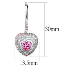 Load image into Gallery viewer, TS505 - Rhodium 925 Sterling Silver Earrings with AAA Grade CZ  in Rose