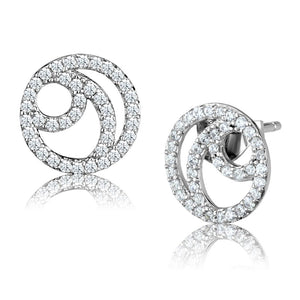 TS511 - Rhodium 925 Sterling Silver Earrings with AAA Grade CZ  in Clear
