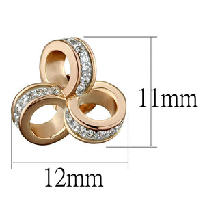 TS513 - Rose Gold + Rhodium 925 Sterling Silver Earrings with AAA Grade CZ  in Clear
