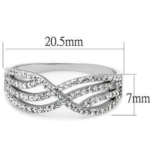 TS516 - Rhodium 925 Sterling Silver Ring with AAA Grade CZ  in Clear