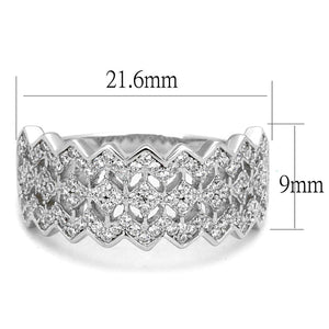 TS517 - Rhodium 925 Sterling Silver Ring with AAA Grade CZ  in Clear